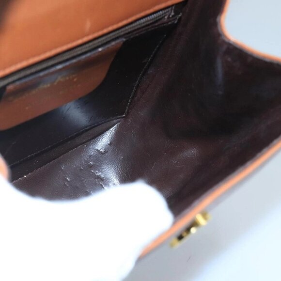 Salvatore Ferragamo Shoulder Bag Leather Gold Brown Auth 100786 - Picture 13 of 16